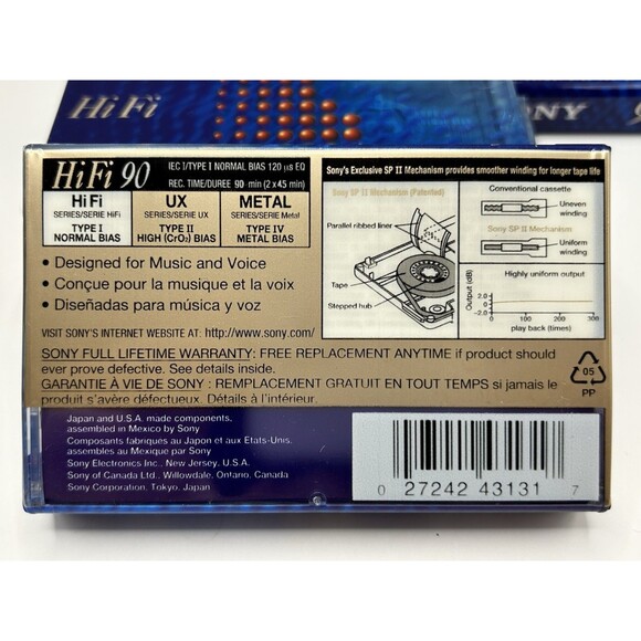 SONY HiFi 90 Minute Blank Normal Bias Cassette Tapes Hi Fi + Maxell Lot of 8 NEW - Picture 4 of 8